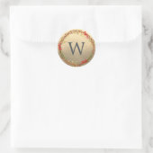 Kerstmonogram Wintergroen Krans Goud Ronde Sticker (Tas)