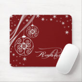 Kerstmonogram Witte Sieraden Rode Elegant Muismat (Met muis)