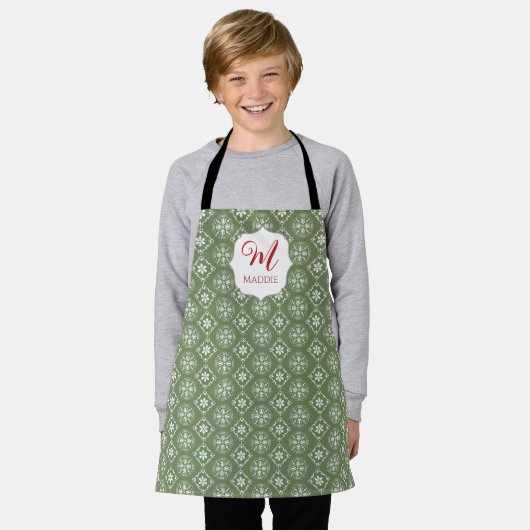 Kerstmonogrammen Cute Simple Snowflake Green Schort (Gedragen)