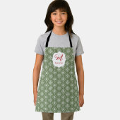 Kerstmonogrammen Cute Simple Snowflake Green Schort (Insitu)