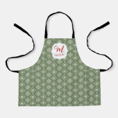 Kerstmonogrammen Cute Simple Snowflake Green Schort (Voorkant)