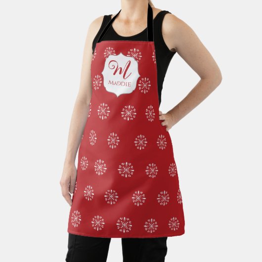 Kerstmonogrammen Cute Simple Snowflake Schort (Insitu)