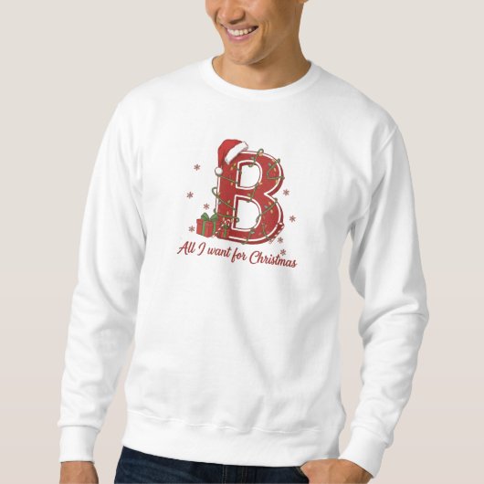 Kerstmonogramontwerp met letter B Trui (Voorkant)