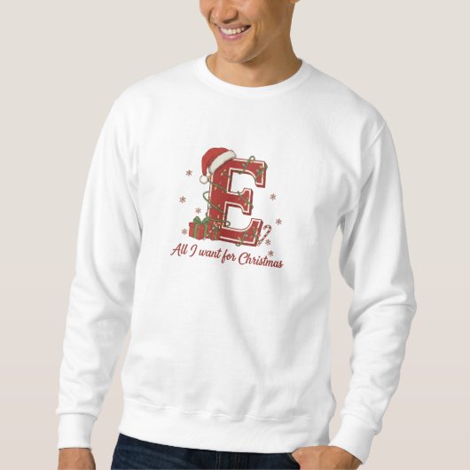 Kerstmonogramontwerp met letter E Trui (Voorkant)
