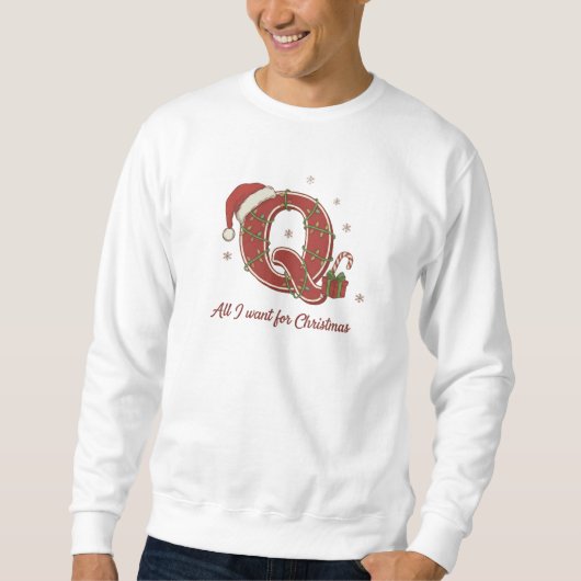 Kerstmonogramontwerp met letter Q Trui (Voorkant)