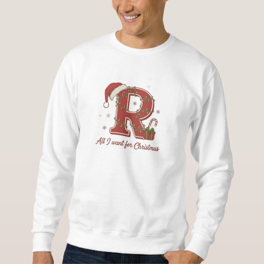 Kerstmonogramontwerp met letter R Trui (Voorkant)