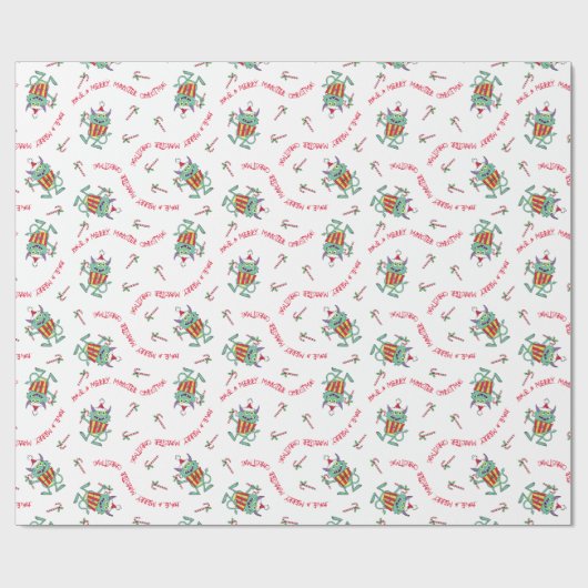 Kerstmonster met cadeau cadeaupapier (Vlak)