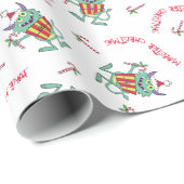 Kerstmonster met cadeau cadeaupapier (Rol Hoek)