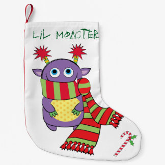 Kerstmonster met cadeau kleine kerstsok