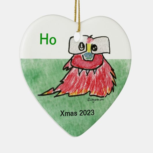 Kerstmonsters Ho-Cartoon Keramisch Ornament (Rechts)