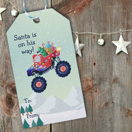 Kerstmonstertruck Santa Cadeaulabel
