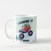 Kerstmonstertruck Santa Crushin' it Koffiemok (Links)