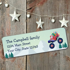 Kerstmonstertruck Santa Retour Adreslabel Etiket