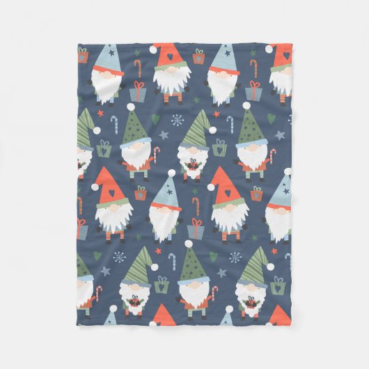 Kerstmoppen Bomen Blauw Groen Rood Fleece Deken (Voorkant)