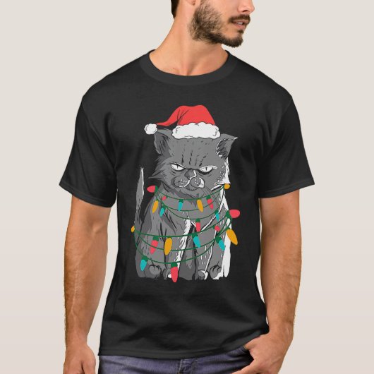 Kerstmopperkat als lelijk trui kostuum t-shirt (Voorkant)
