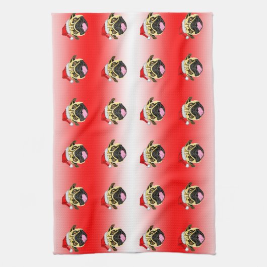 Kerstmops Theedoek (Verticaal)