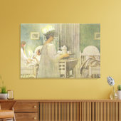 Kerstmorgen, café in Lasst Licht Hinin Canvas Afdruk (Insitu (Woonkamer))