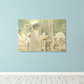 Kerstmorgen, café in Lasst Licht Hinin Canvas Afdruk (Insitu (Houten vloer))