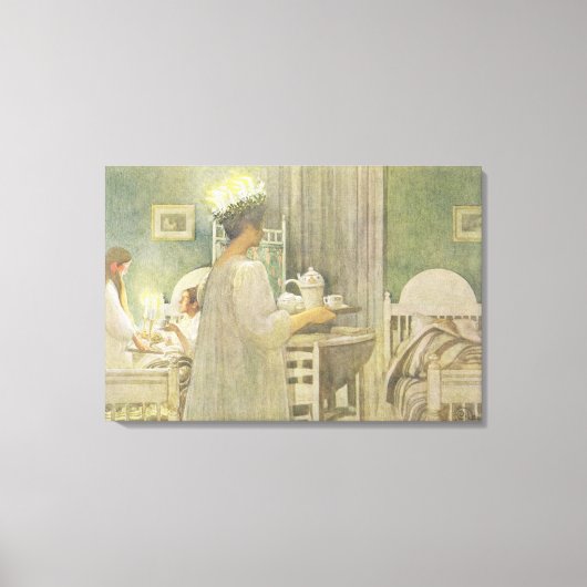 Kerstmorgen, café in Lasst Licht Hinin Canvas Afdruk (Voorkant)