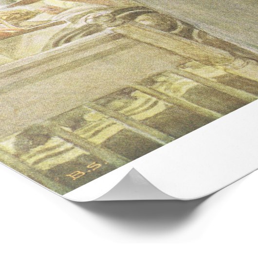 Kerstmorgen, café in Lasst Licht Hinin Poster (Hoek)