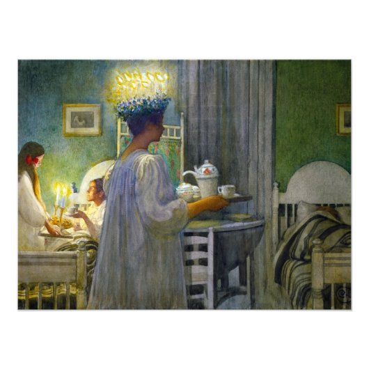 Kerstmorgen, de feestdag van Saint Lucy Foto Afdruk (Voorkant)