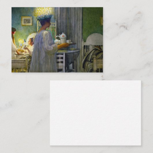 Kerstmorgen, de feestdag van Saint Lucy Visitekaartje (Voorkant / Achterkant)