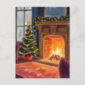 Kerstmorgen Haardvuur Feestdagenkaart (Voorkant)