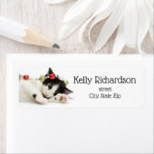 Kerstmorgen Kitten Etiket (Insitu)