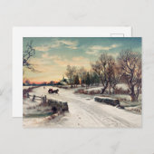 Kerstmorgen, kunstschilderij, briefkaart (Voorkant / Achterkant)