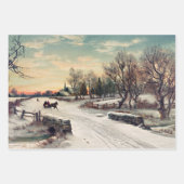 Kerstmorgen, kunstschilderij, inpakpapier vel (Voorkant)