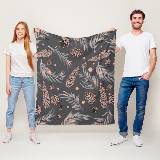 Kerstmotief, dennen sneeuw fleece deken (In situ)