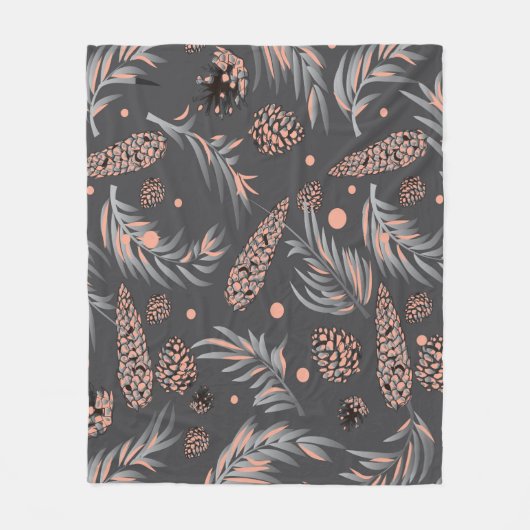 Kerstmotief, dennen sneeuw fleece deken (Voorkant)