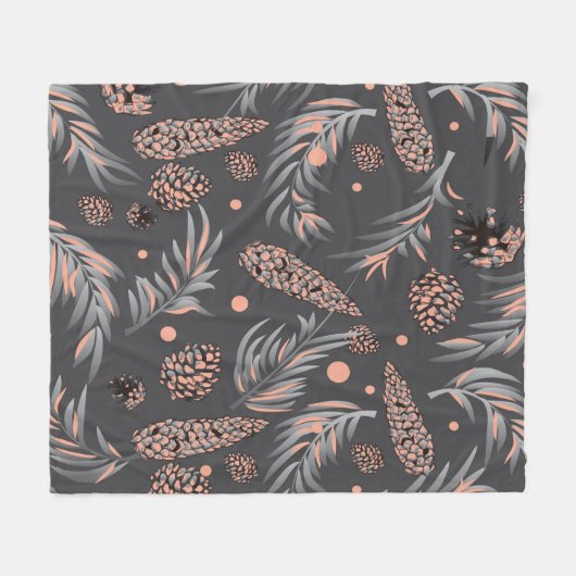 Kerstmotief, dennen sneeuw fleece deken (Voorkant (Horizontaal))
