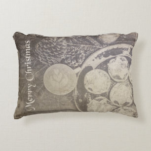 Kerstmotief in vintage stijl met koekjes en koffie accent kussen