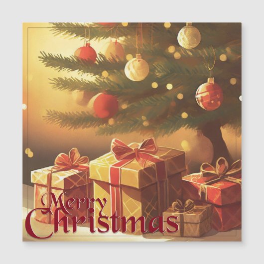 Kerstmotief, met cadeaus onder de kerstboom (Voorkant)