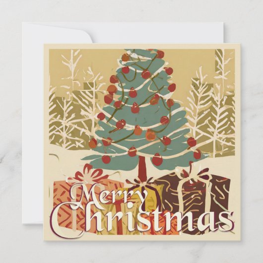 Kerstmotief, met cadeaus onder de kerstboom (Voorkant)