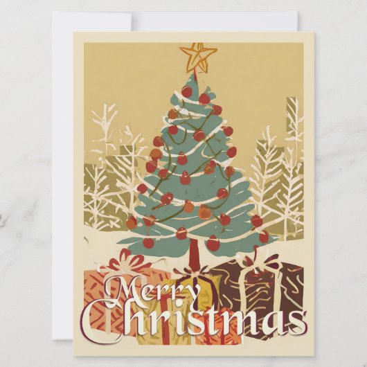 Kerstmotief, met cadeaus onder de kerstboom (Voorkant)