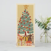 Kerstmotief, met cadeaus onder de kerstboom (Staand voorkant)