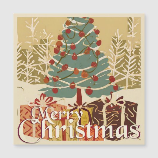 Kerstmotief, met cadeaus onder de kerstboom (Voorkant)