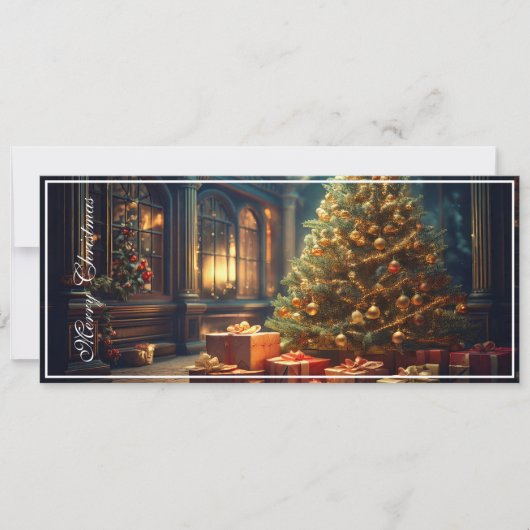 Kerstmotief met cadeaus onder de kerstboom (Voorkant)