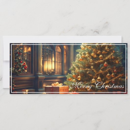 Kerstmotief met cadeaus onder de kerstboom (Voorkant)
