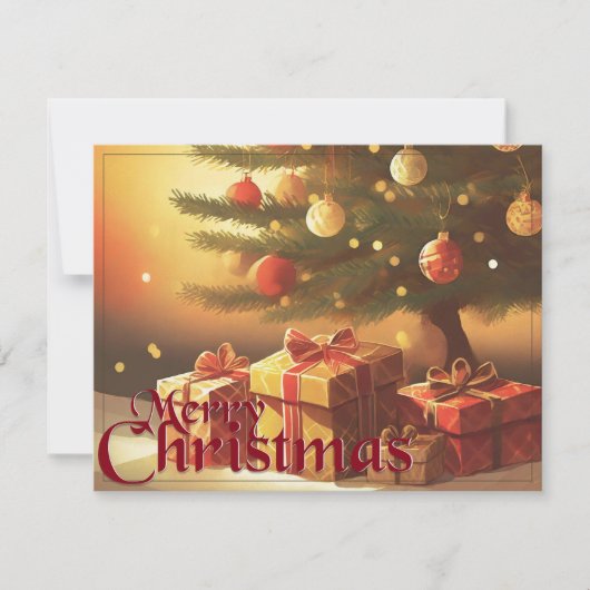Kerstmotief, met cadeaus onder de kerstboom (Voorkant)