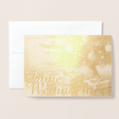 Kerstmotief met cadeaus onder de kerstboom 37016 folie kaarten (Voorkant met envelop)