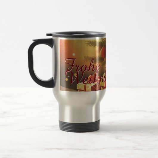 Kerstmotief met cadeaus onder de kerstboom 37016 reisbeker (Links)