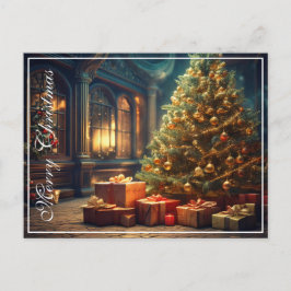 Kerstmotief met cadeaus onder de kerstboom feestdagenkaart