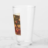 Kerstmotief, met cadeaus onder de kerstboom glas (Links)
