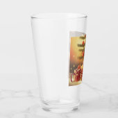 Kerstmotief, met cadeaus onder de kerstboom glas (Rechts)