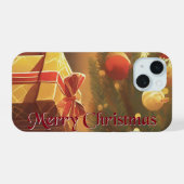 Kerstmotief, met cadeaus onder de kerstboom iPhone 15 case (Achterkant horizontaal)