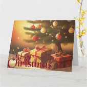 Kerstmotief, met cadeaus onder de kerstboom kaart (Gele Bloem)