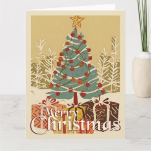 Kerstmotief, met cadeaus onder de kerstboom kaart